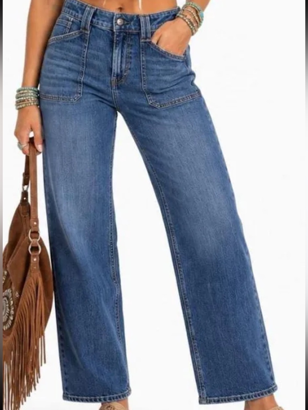 American Eagle Outfitters Wide-Leg Medium Blue Denim Jeans